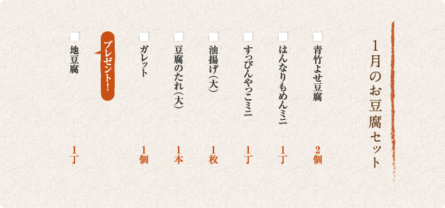 1月のお豆腐セット