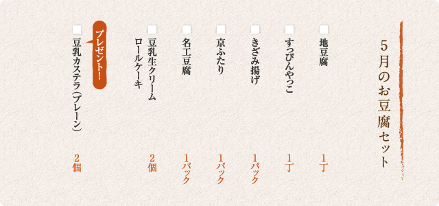 5月のお豆腐セット