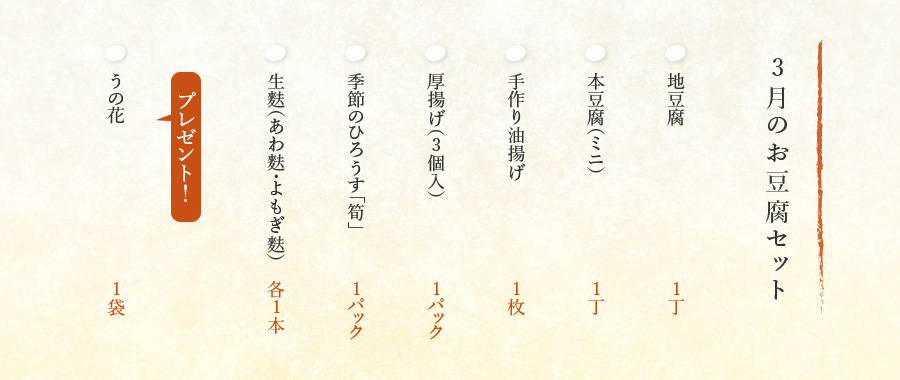 3月のお豆腐セット