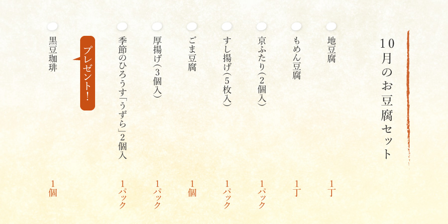 10月のお豆腐セット